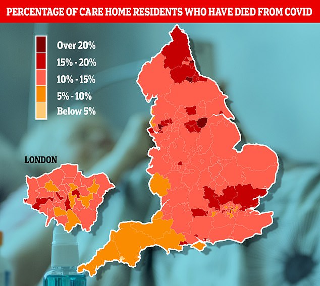 More than a fifth of care home residents have died of Covid in South Tyneside, Darlington, Doncaster and St Helens since the start of the pandemic, MailOnline analysis of Office for National Statistics data suggests